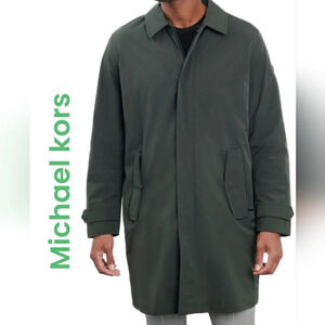 Michael Kors Mcintosh Rain Coat Sz S Green Zip & Snap Close Adj Wrist Mens
